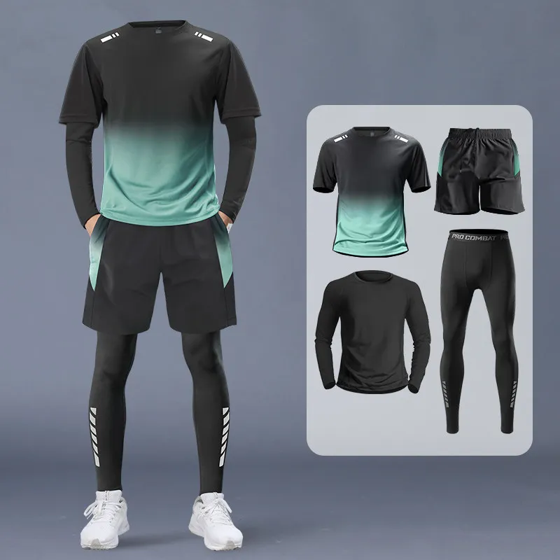 Men's 4-Piece Athletic Set - P - Running Gear Men 评论和价格